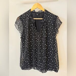 Tamara H. Heart Print Cap Sleeve Blouse